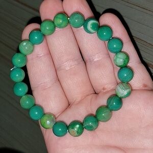 🎁 Handcrafted Parrot Green Agate Natural Stone Stretch Bracelet 8mm NEW